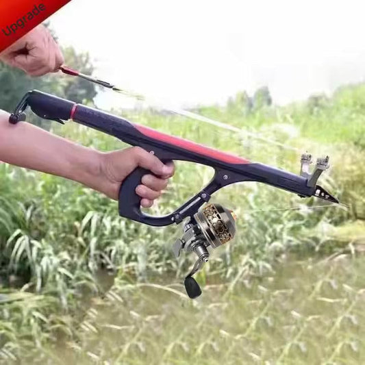 Metal Slingshot with Fishing Reel – Extended Type with Drag Grip